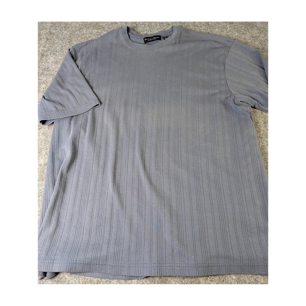 Crazy Horse Claiborne Mens XXL Ribbed T-Shirt Blue Gray Short Sleeve Knit NOTES